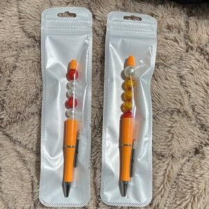 Colorful Beaded Pen Set - orange